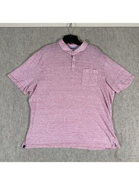 johnnie-O Men's Hangin' Out Short Sleeve Polo Shirt Large? Pink Linen Cotton